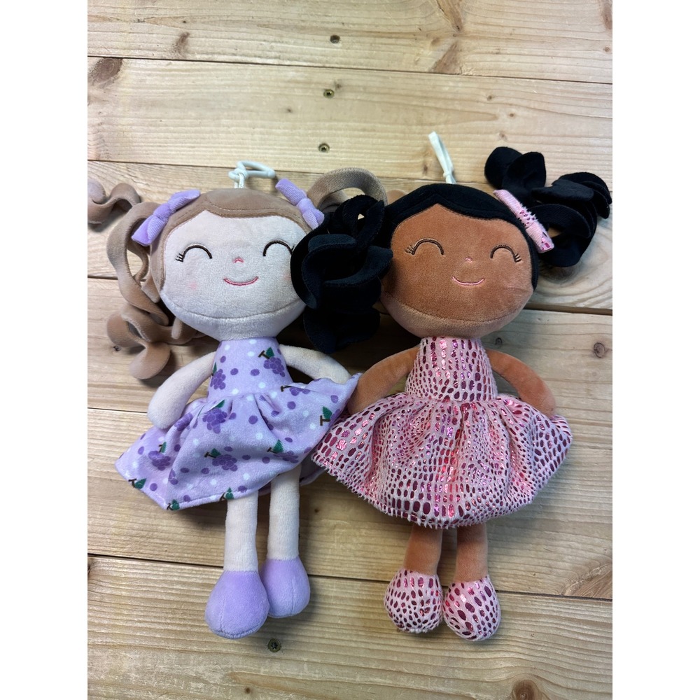 Glevleyda Plush Dolls 2pk Doll Soft Stuffed‎ Toy Purple Dress Pink Dress